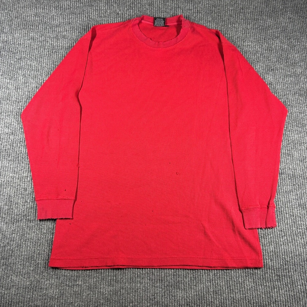 Vintage Access Shirt Mens 2XL Red Thermal Long Sleeve‎ Waffle Knit Distressed
